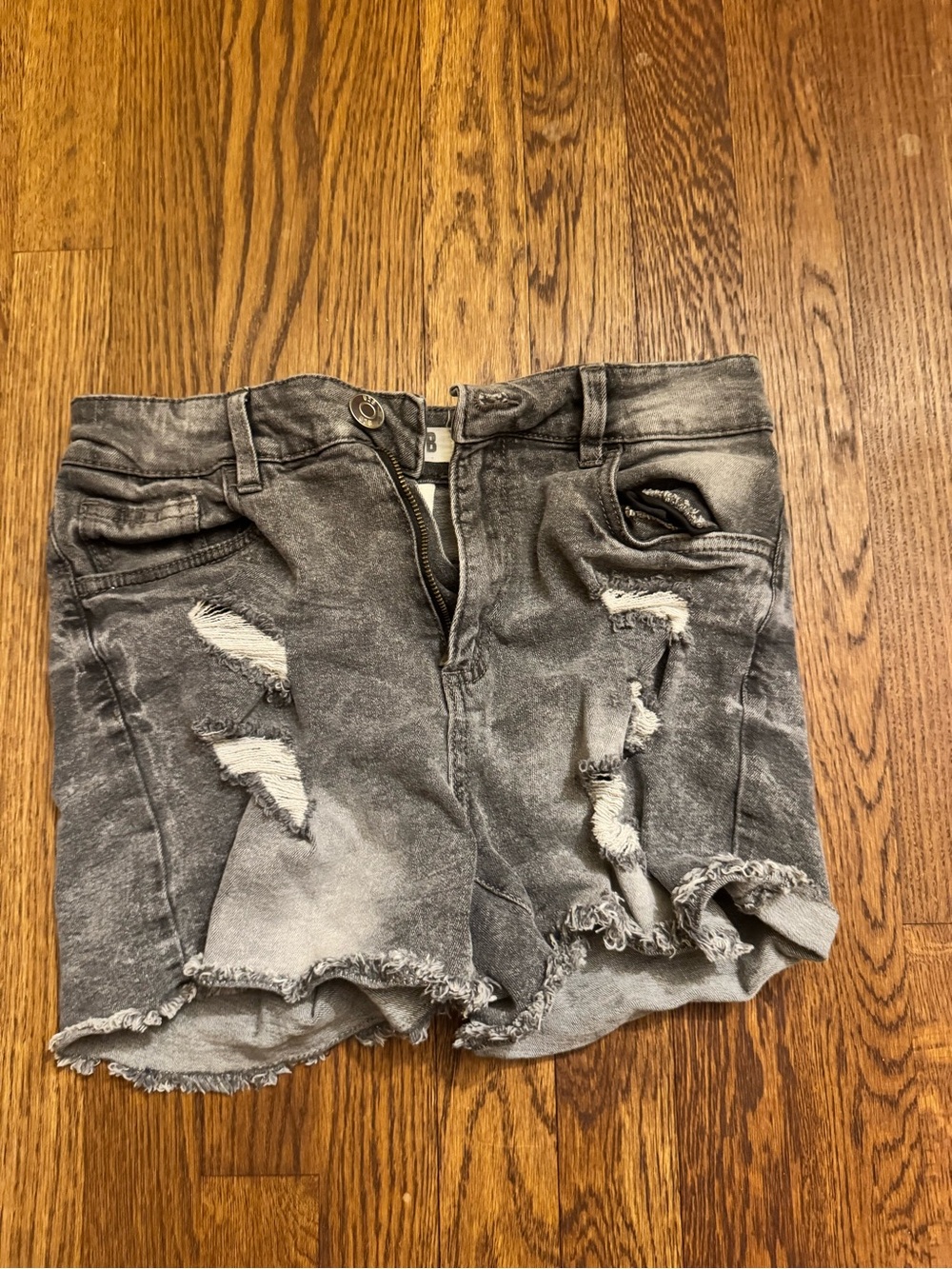 Distressed Gray Jean Shorts for Women - Frayed Hem